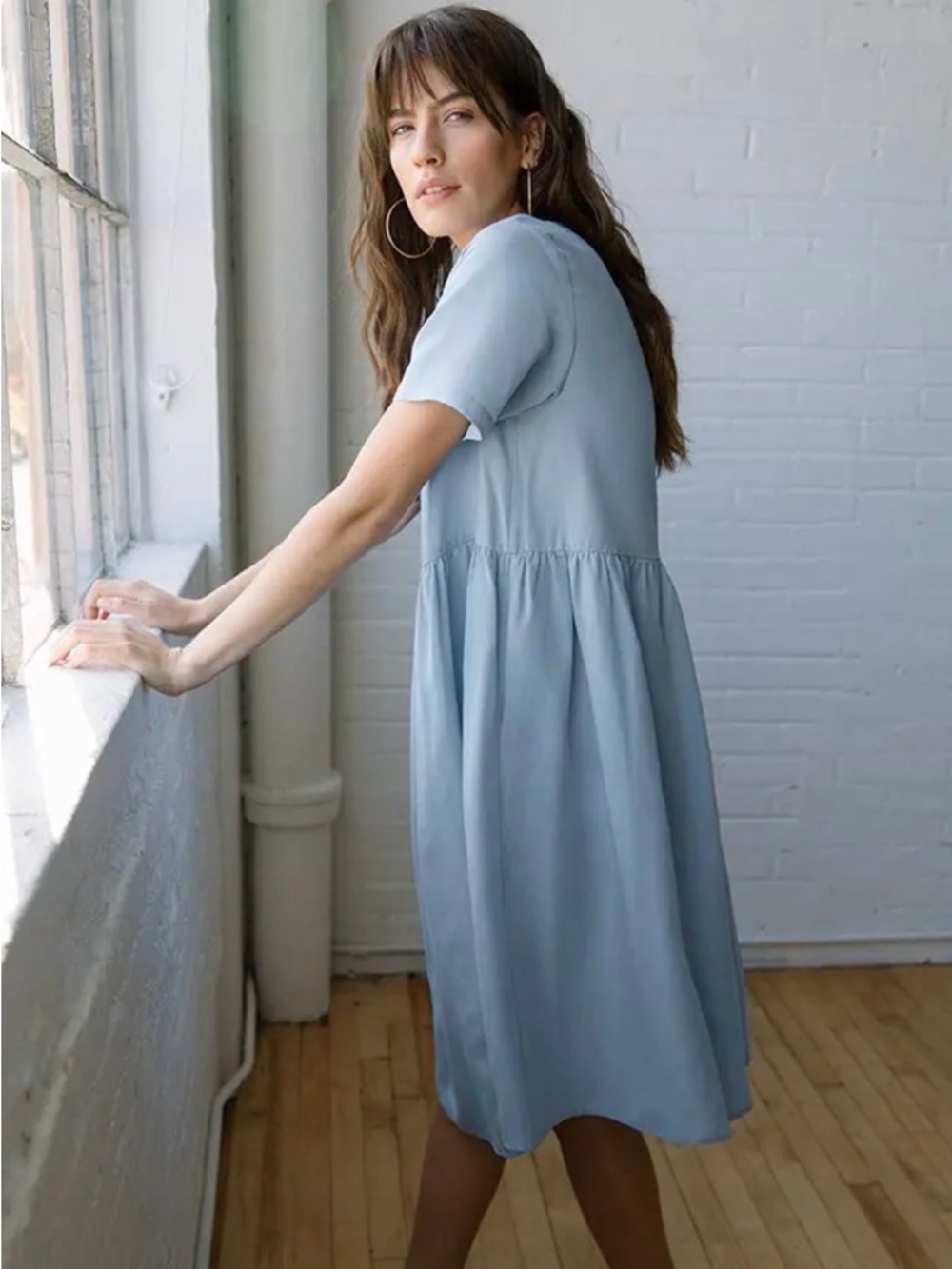 Tradlands Pale Blue Short Sleeve Midi Dress